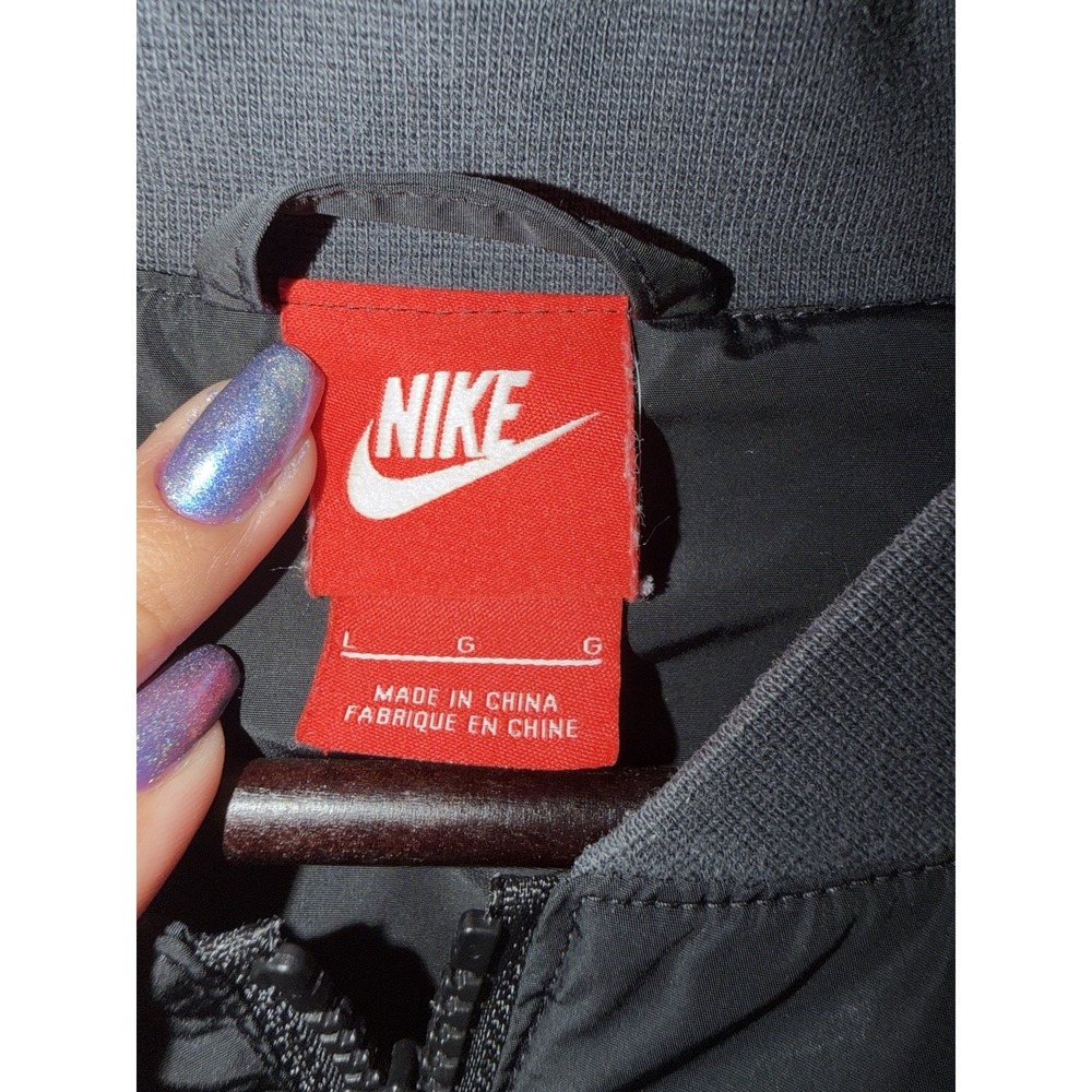 Nike Jacket Womens L Black Bomber Lightweight Windbreaker NSW Tech Pack Swoosh - Picture 4 of 7